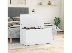 Best vidaxl Baúl de almacenamiento madera contrachapada 84x42x46 cm Blanco