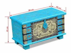 Online vidaxl Baúl de almacenamiento madera de mango 80x40x45 cm Azul