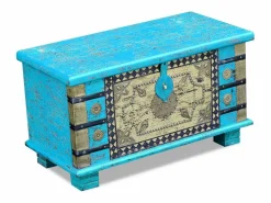 Online vidaxl Baúl de almacenamiento madera de mango 80x40x45 cm Azul
