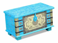 Online vidaxl Baúl de almacenamiento madera de mango 80x40x45 cm Azul