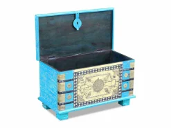 Online vidaxl Baúl de almacenamiento madera de mango 80x40x45 cm Azul