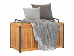vidaxl Baúl de cojines de jardín acacia maciza y acero 85x45x45/53 cm