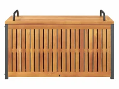vidaxl Baúl de cojines de jardín acacia maciza y acero 85x45x45/53 cm