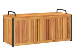 Discount Baúl de cojines de jardín acacia maciza y acero 110x45x42/53 cm Baúl De Jardín