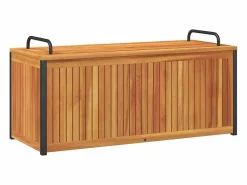 Discount Baúl de cojines de jardín acacia maciza y acero 110x45x42/53 cm Baúl De Jardín