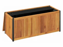 Discount Baúl de cojines de jardín acacia maciza y acero 110x45x42/53 cm Baúl De Jardín