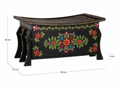 Giner y colomer Baúl en madera de mango en color negro con detalles pintados a mano