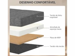 New Baúl Hivea tapizado acolchado plegable oscuro 38x76x38 cm Baúl Y Arcón