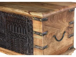 Best Baúl madera de mango y detalles oscuros Baúl Y Arcón|Accesorios De Almacenaje