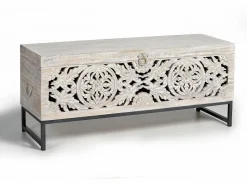 Giner y colomer Baúl madera de mango y patas metal en envejecido