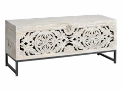 Giner y colomer Baúl madera de mango y patas metal en envejecido