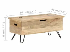 vidaxl Baúl madera maciza de mango 90x40x45 cm