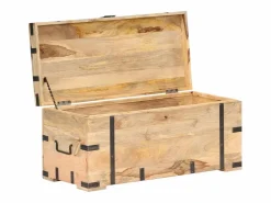 Outlet Baúl madera maciza de mango 90x40x40 cm Baúl Y Arcón