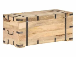 Outlet Baúl madera maciza de mango 90x40x40 cm Baúl Y Arcón