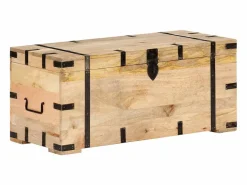 Outlet Baúl madera maciza de mango 90x40x40 cm Baúl Y Arcón