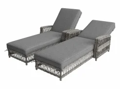 Discount Balancín Ajustable en 4 Posiciones para Terraza en ratán Resistente a la Intemperie y a la Corrosión, 2 plazas, Tumbona