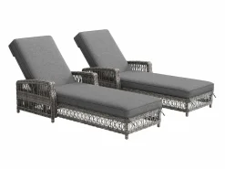 Discount Balancín Ajustable en 4 Posiciones para Terraza en ratán Resistente a la Intemperie y a la Corrosión, 2 plazas, Tumbona