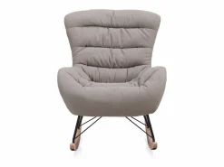 Balancín tapizado en , patas metal y patín madera de haya Sillón Balancín