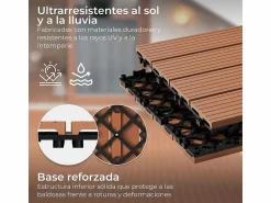 Baldosas de exterior – madera composite WPC, antideslizantes, set de 6 (1.08 m²)