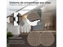 Baldosas de exterior – madera composite WPC, antideslizantes, set de 6 (1.08 m²) – Yoevu