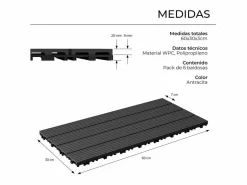 Discount Baldosas de exterior – madera composite WPC, antideslizantes, set de 6 (1.08 m²) – Yoevu Gris antracita