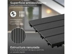 Discount Baldosas de exterior – madera composite WPC, antideslizantes, set de 6 (1.08 m²) – Yoevu Gris antracita
