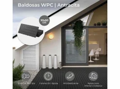 Discount Baldosas de exterior – madera composite WPC, antideslizantes, set de 6 (1.08 m²) – Yoevu Gris antracita