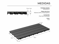 Best Baldosas de exterior – madera composite WPC, antideslizantes, set de 6 (1.08 m²) – Yoevu Terraza