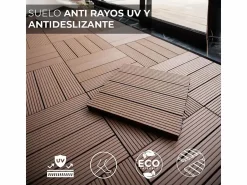 Discount Baldosas de exterior – set de 11 piezas (1 m²), composite WPC antideslizante 30x30 cm Terracota