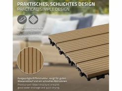 ECD Germany Baldosas de terraza 30x30 cm 1 m² baldosas de jardín WPC teca