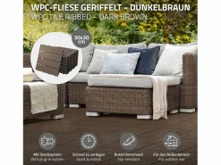 New ECD Germany Baldosas de terraza 44xWPC 30x30cm marrón oscuro 4m² Marru00f3n