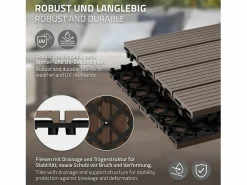 New ECD Germany Baldosas de terraza 44xWPC 30x30cm marrón oscuro 4m² Marru00f3n
