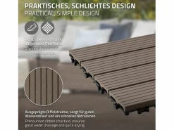 New ECD Germany Baldosas de terraza 44xWPC 30x30cm marrón oscuro 4m² Marru00f3n