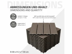 New ECD Germany Baldosas de terraza 44xWPC 30x30cm marrón oscuro 4m² Marru00f3n