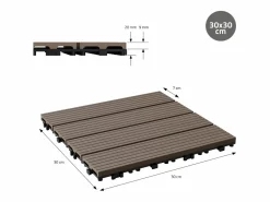 New ECD Germany Baldosas de terraza 44xWPC 30x30cm marrón oscuro 4m² Marru00f3n