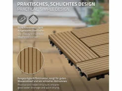 Discount Baldosas de WPC 30x30cm 1m² para jardín piscina patio Terraza