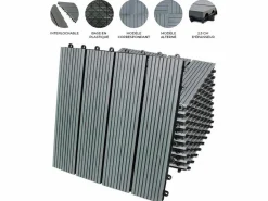 Baldosas es para Terraza 30x30cm WPC 11 piezas x 1m² azulejos balcón jardín suelo madera exterior sistema clic facil instalación y limpieza cobertura total 3m²