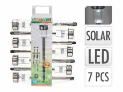 Ledkia Baliza Exterior LED Acero Inoxidable Superficie Suelo con Pincho Daura (7 ud) Blanco Cálido 2700K Multicolor