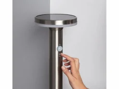 Ledkia Baliza Solar Exterior LED 6W Superficie Pie 45cm con Detector de Movimiento Helios Inox 4000K Blanco Neutro