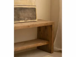 Sale DECOWOOD Banco / zapatero de madera maciza de abeto en tono roble oscuro de 145x45cm - TELVA - Marru00f3n