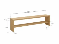 Sale DECOWOOD Banco / zapatero de madera maciza de abeto en tono roble oscuro de 145x45cm - TELVA - Marru00f3n