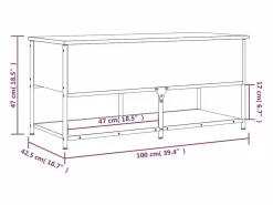 vidaxl Banco almacenaje madera ingeniería roble ahumado 100x42,5x47 cm