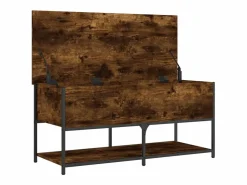 vidaxl Banco almacenaje madera ingeniería roble ahumado 100x42,5x47 cm