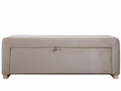 Vente-unique Banco arcón con tapizado de terciopelo de color gris - CAPINO