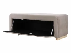 Vente-unique Banco arcón con tapizado de terciopelo de color gris - CAPINO