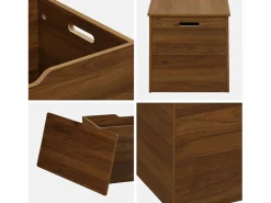 Sweeek Banco arcón, final de cama con efecto de madera de nogal nogal
