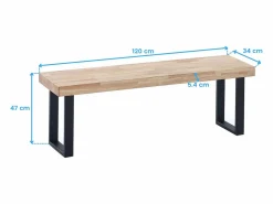 Banco asiento Loft roble/negro 47x120x34 cm Adec