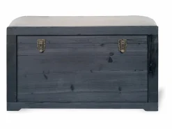 Sale OZAIA Banco baúl con cojín de lino, L. 80 x An. 40 x Al. 53 cm, y beige, TURZA Negro