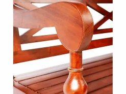 vidaxl Banco Batavia madera maciza de caoba marrón oscuro 123 cm