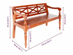 vidaxl Banco Batavia madera maciza de caoba marrón oscuro 123 cm